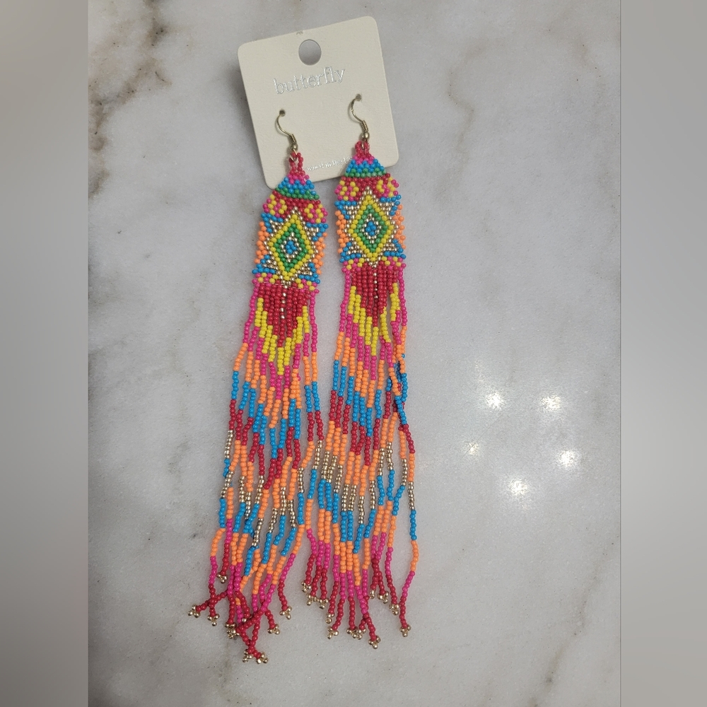 Multi Color Seed Bead Earrings